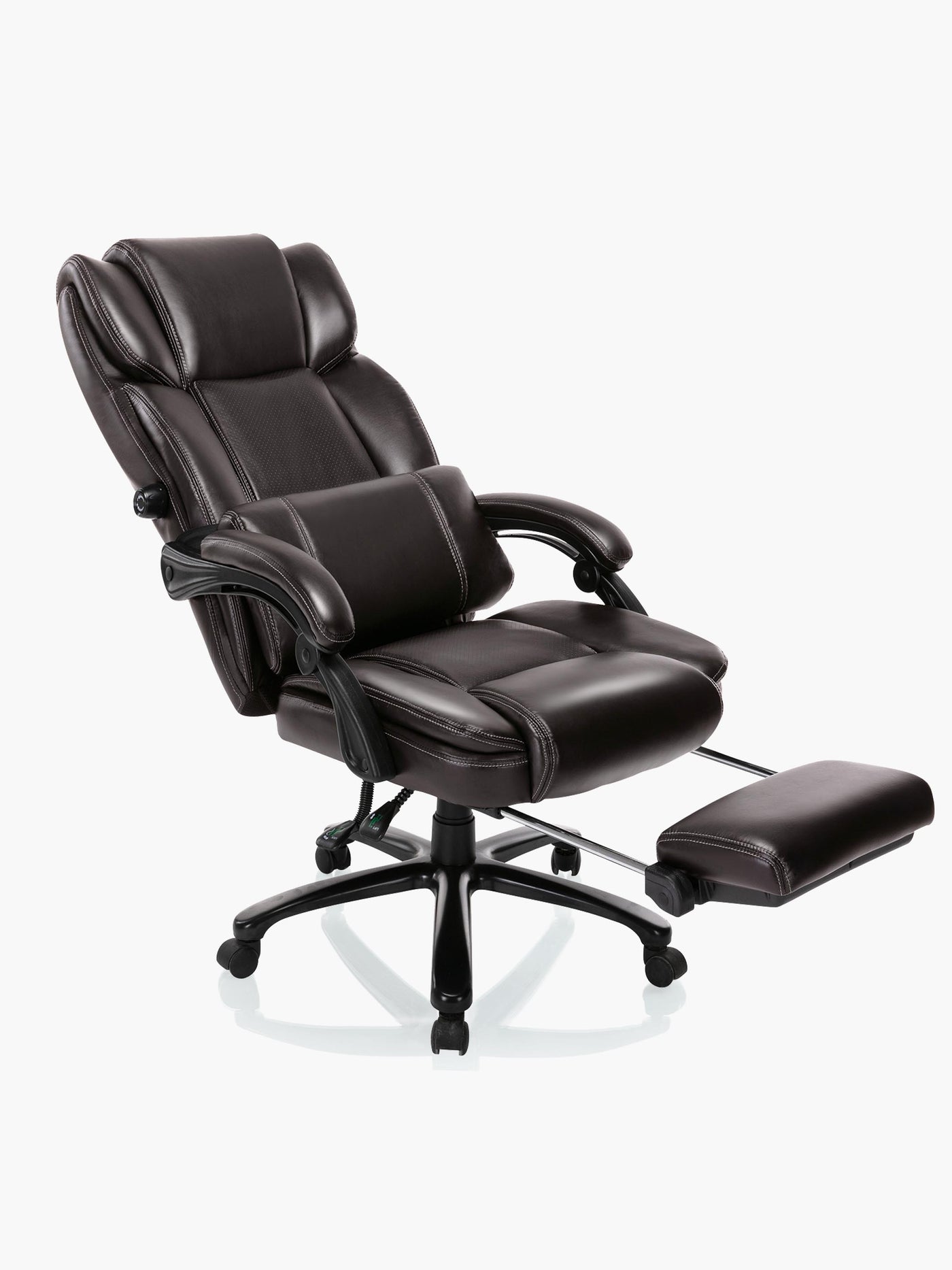 COLAMY big and tall reclining leather office chair with footrest CL90 #color_brown