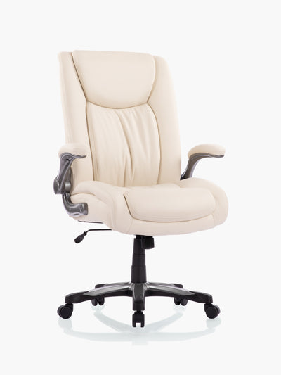 COLAMY 400lbs Big and Tall Executive Leather Office Chair CL5309 in Beige #color_beige
