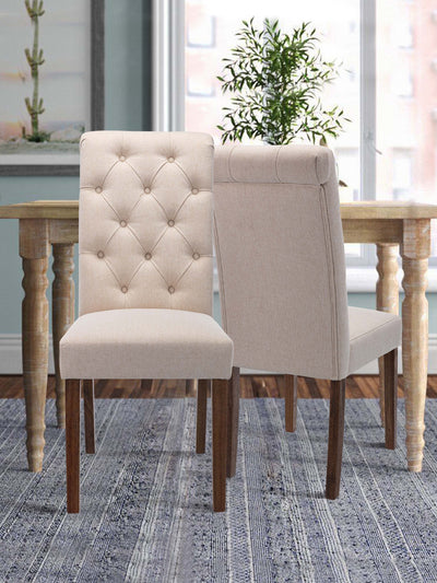 COLAMY Tufted Upholstered Dining Chair with Button Beige CB242 #color_beige