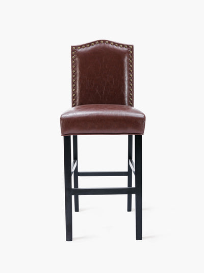 COLAMY Accent Barstool with Nailhead Trim in Brown CL361 #color_brown