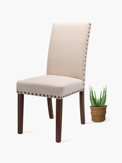 COLAMY CL334 Beige upholstered dining chair with nailed trim #color_beige