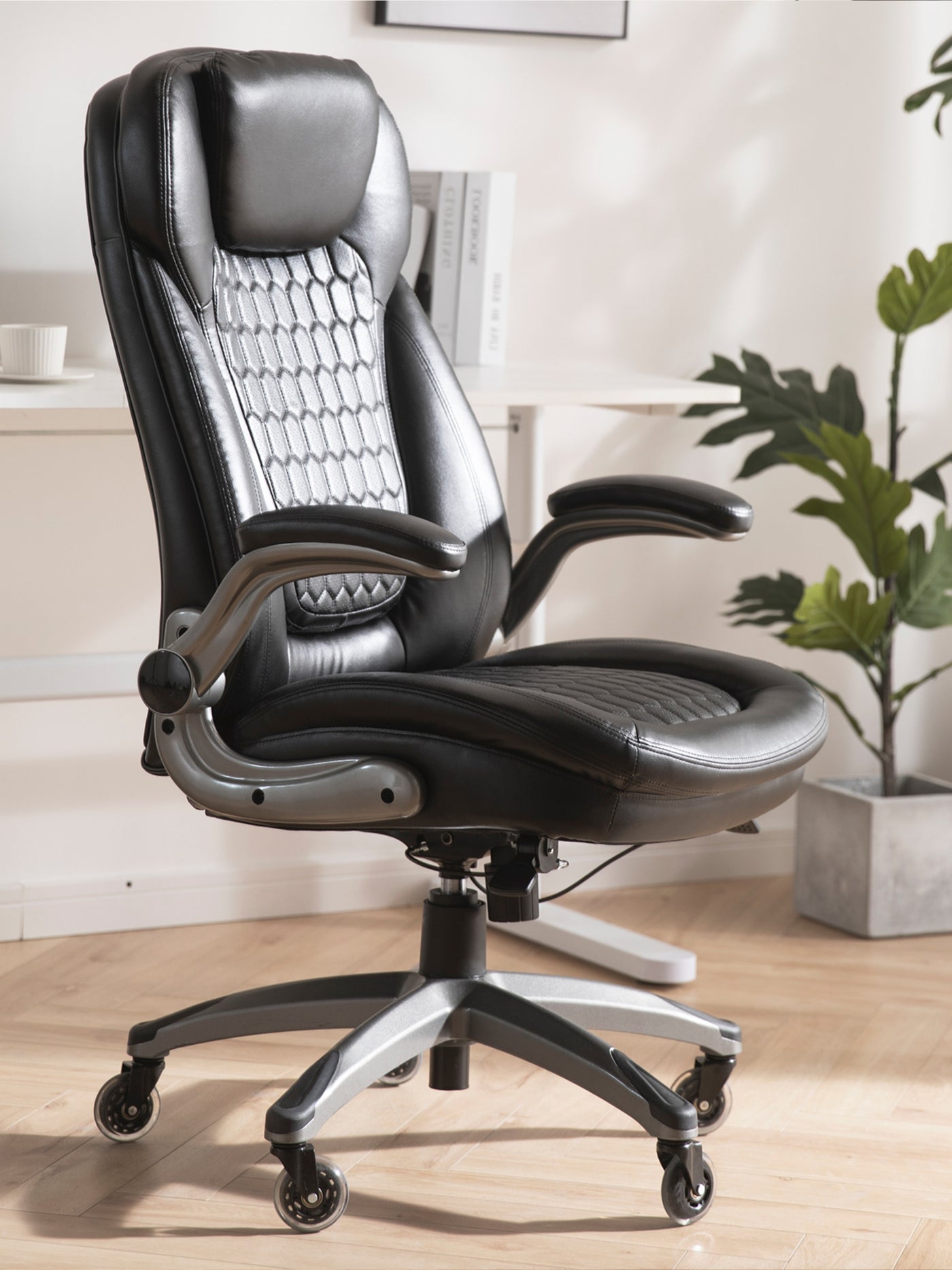 COLAMY Executive PU Leather Home Office Chair CL6686 #color_black