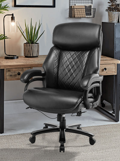 COLAMY Big and Tall Executive Leather Office Chair DM2181 in Black #color_black