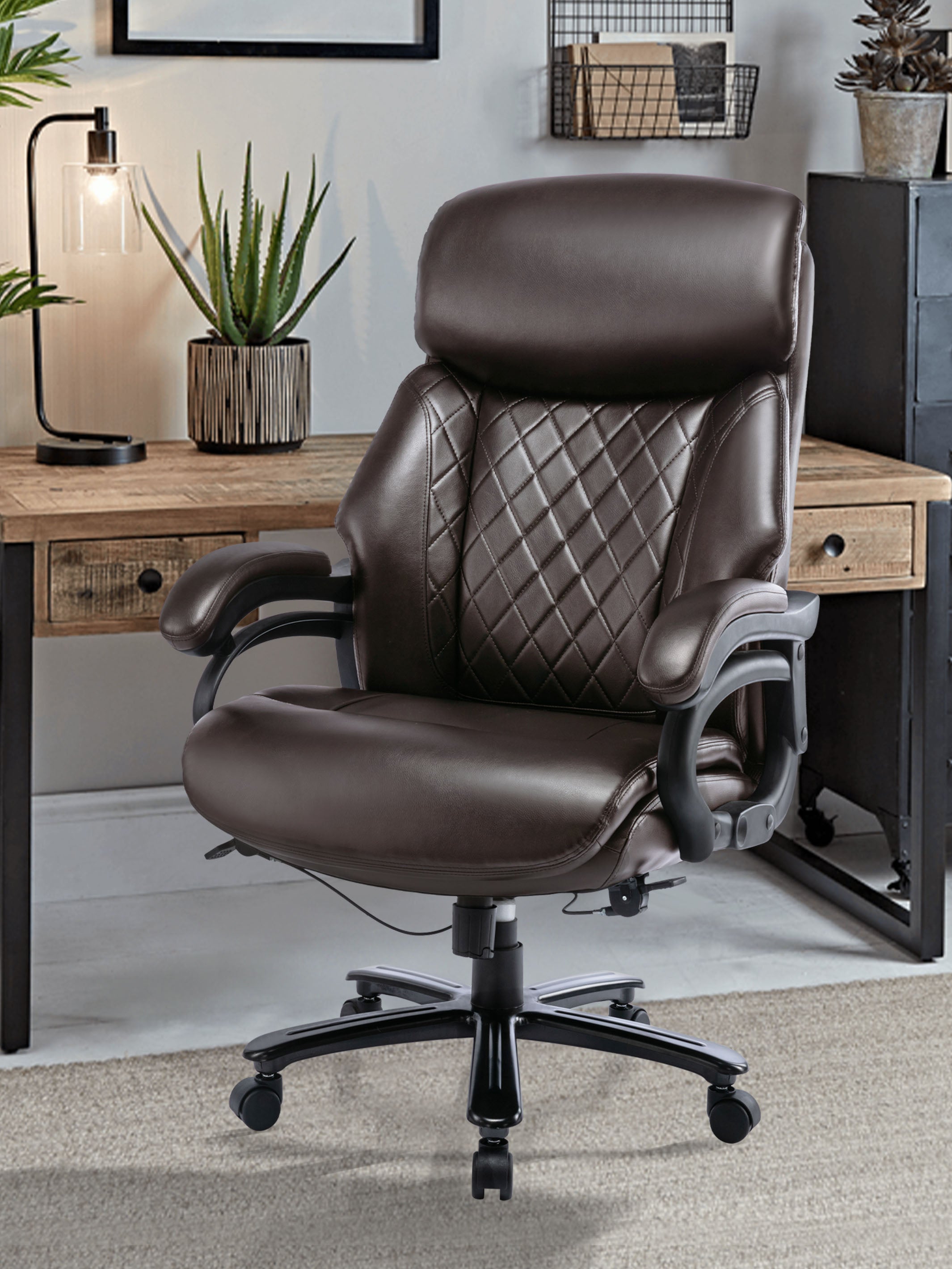 COLAMY Big and Tall Executive Leather Office Chair DM2181 in Brown #color_brown