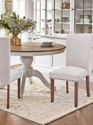 COLAMY Solid Wood Tufted Parsons Dining Chair CL420 Beige #color_beige