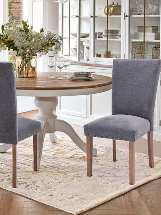 COLAMY Solid Wood Tufted Parsons Dining Chair CL420 Gray #color_gray