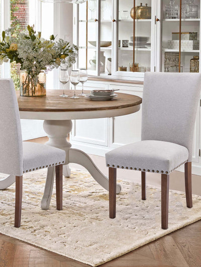 COLAMY Solid Wood Tufted Parsons Dining Chair CL420 Light Gray #color_lightgray