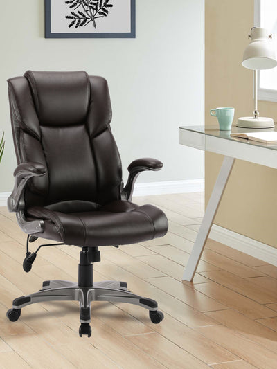COLAMY Ergonomic Bonded Leather Home Office Chair CL2822 #color_brown
