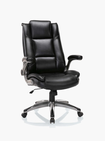 COLAMY Ergonomic High Back Leather Office Chair 2199 with Flip up armrests#color_black