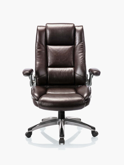 COLAMY Ergonomic High Back Leather Office Chair with Flip up armrests 2199 #color_brown