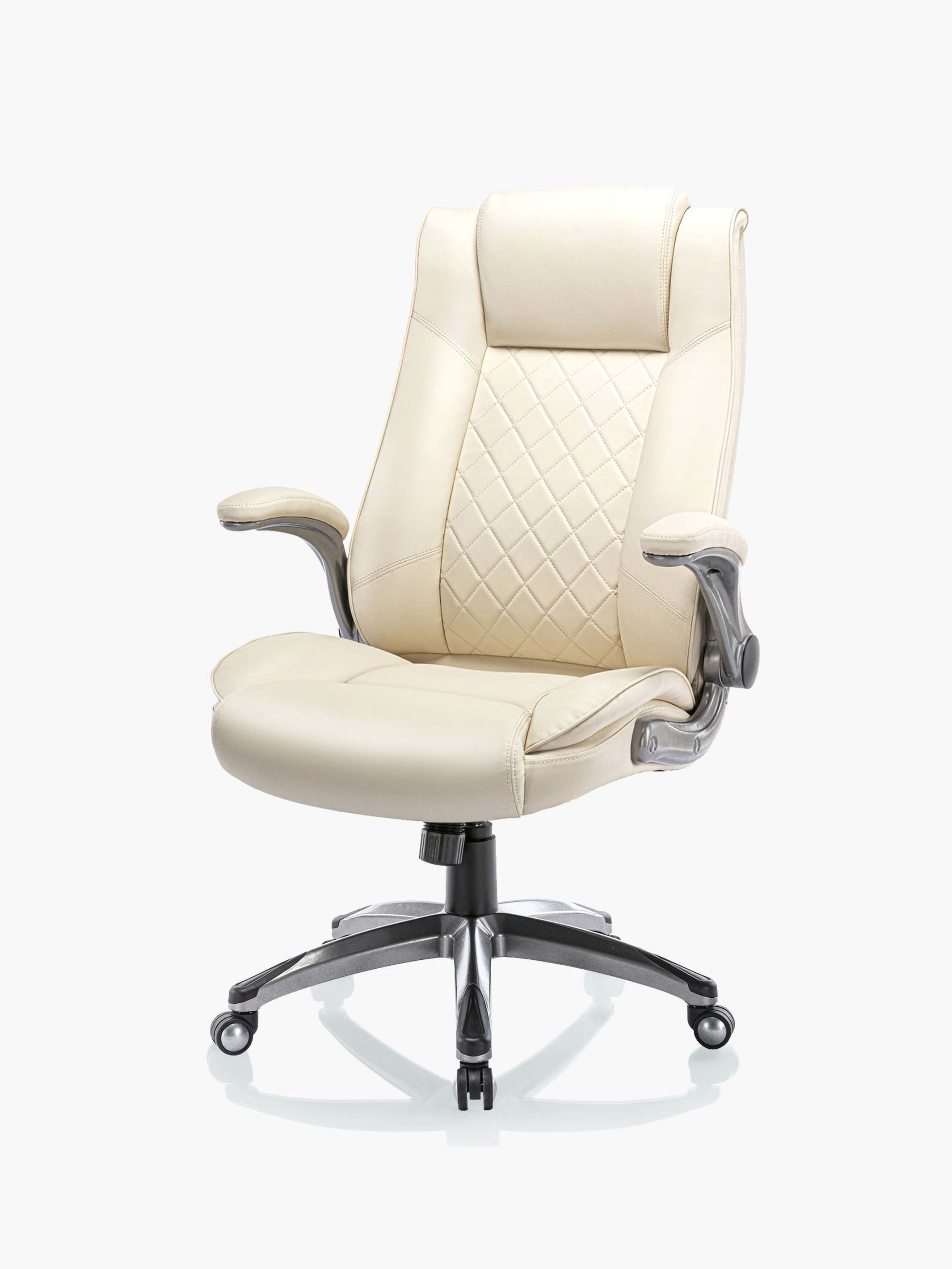 COLAMY Ergonomic High Back Leather Office Chair with Flip Up Armrests DM2199 Diamond Pattern #color_beige