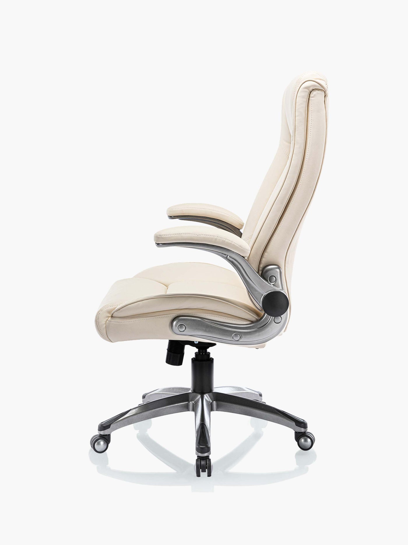 COLAMY Ergonomic High Back Leather Office Chair with Flip Up Armrests DM2199 Diamond Pattern #color_beige