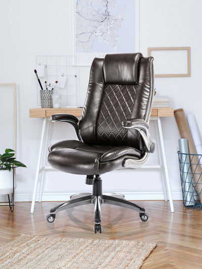 COLAMY Ergonomic High Back Leather Office Chair DM2199 Diamond Pattern #color_brown