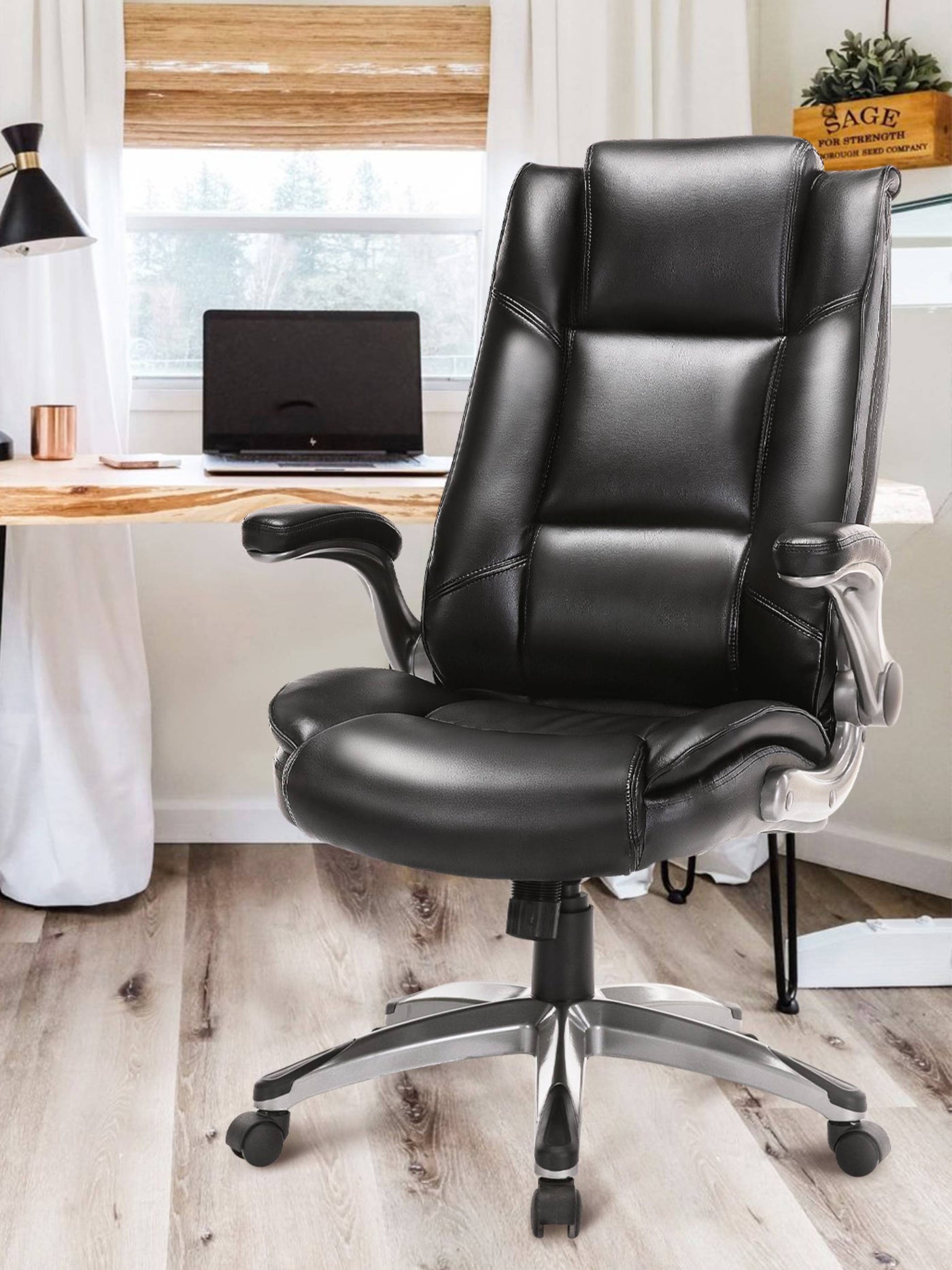 COLAMY Ergonomic Leather Office Chair CL2199 Black #color_black
