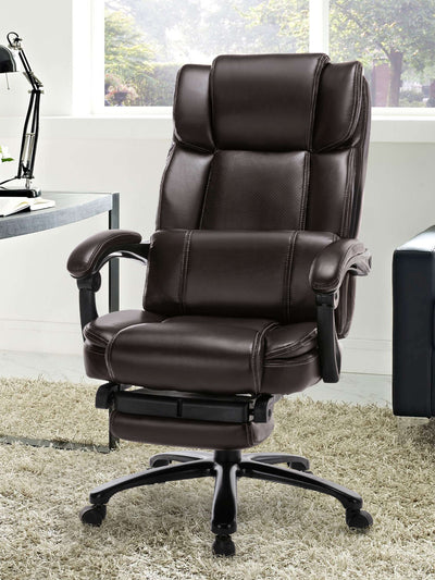 COLAMY Executive Leather Office Chair with Footrest CL290  #color_brown