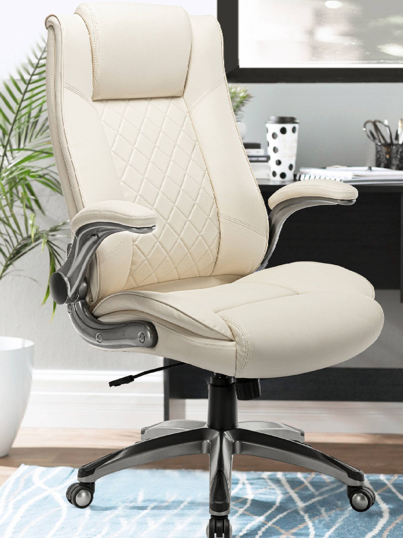COLAMY Ergonomic High Back Leather Office Chair DM2199 #color_beige