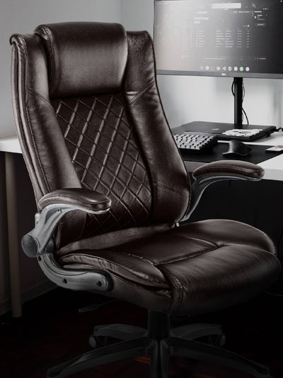 COLAMY Ergonomic High Back Leather Office Chair DM2199 #color_brown