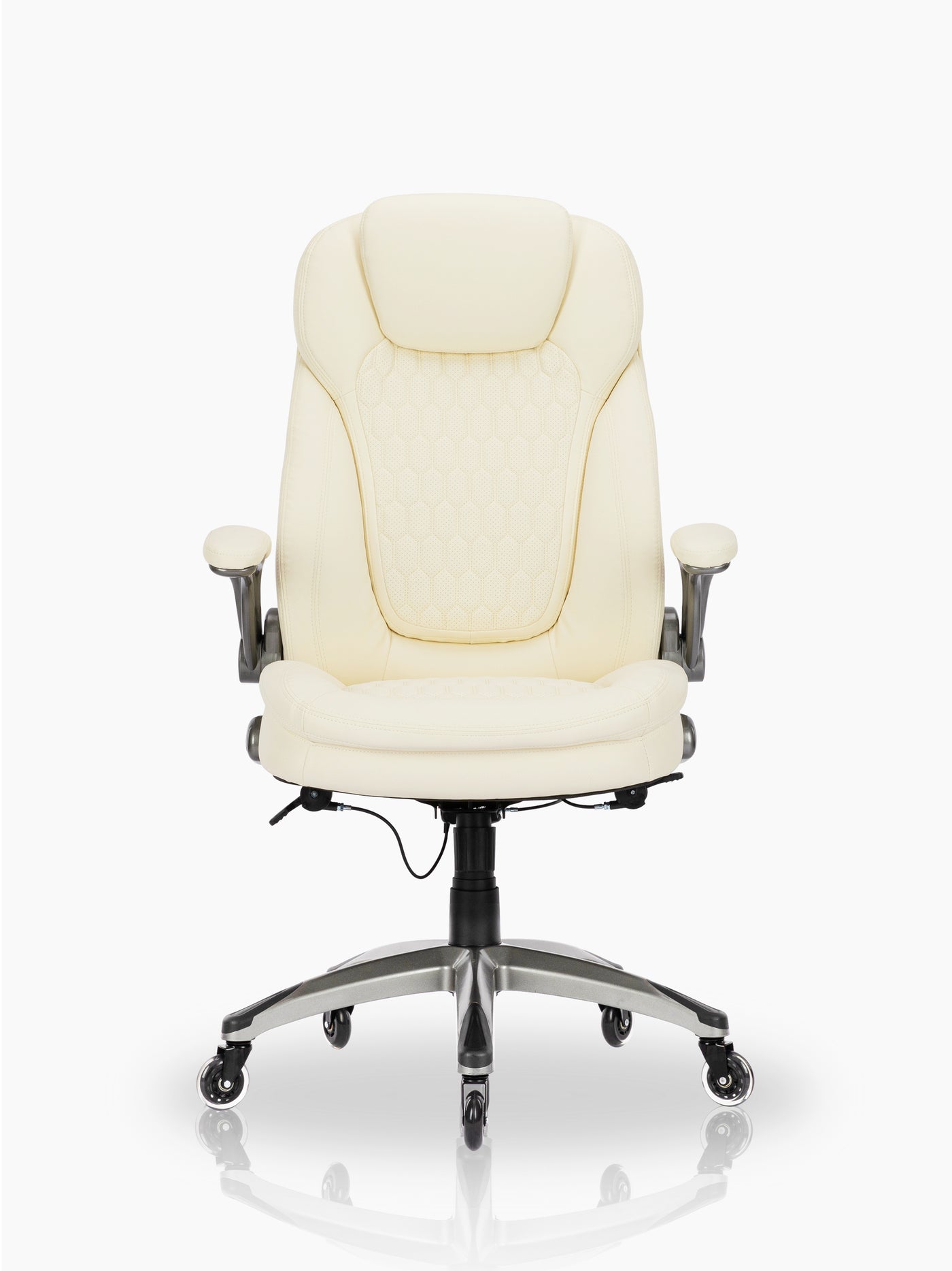 COLAMY High Back PU Leather Office Chair CL6686 #color_ivory