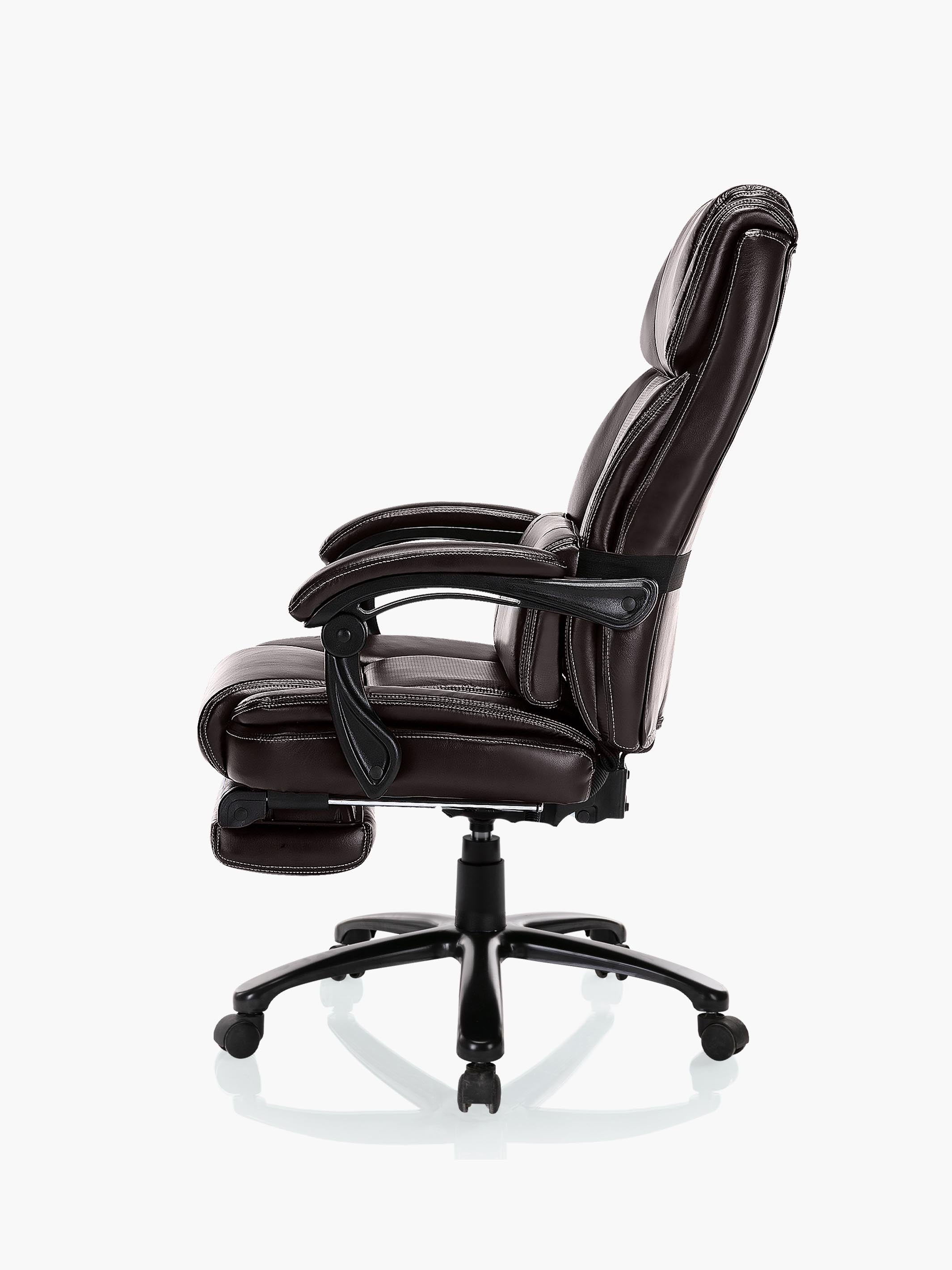 COLAMY big and tall leather office chair with footrest and lumbar support CL90 #color_brown