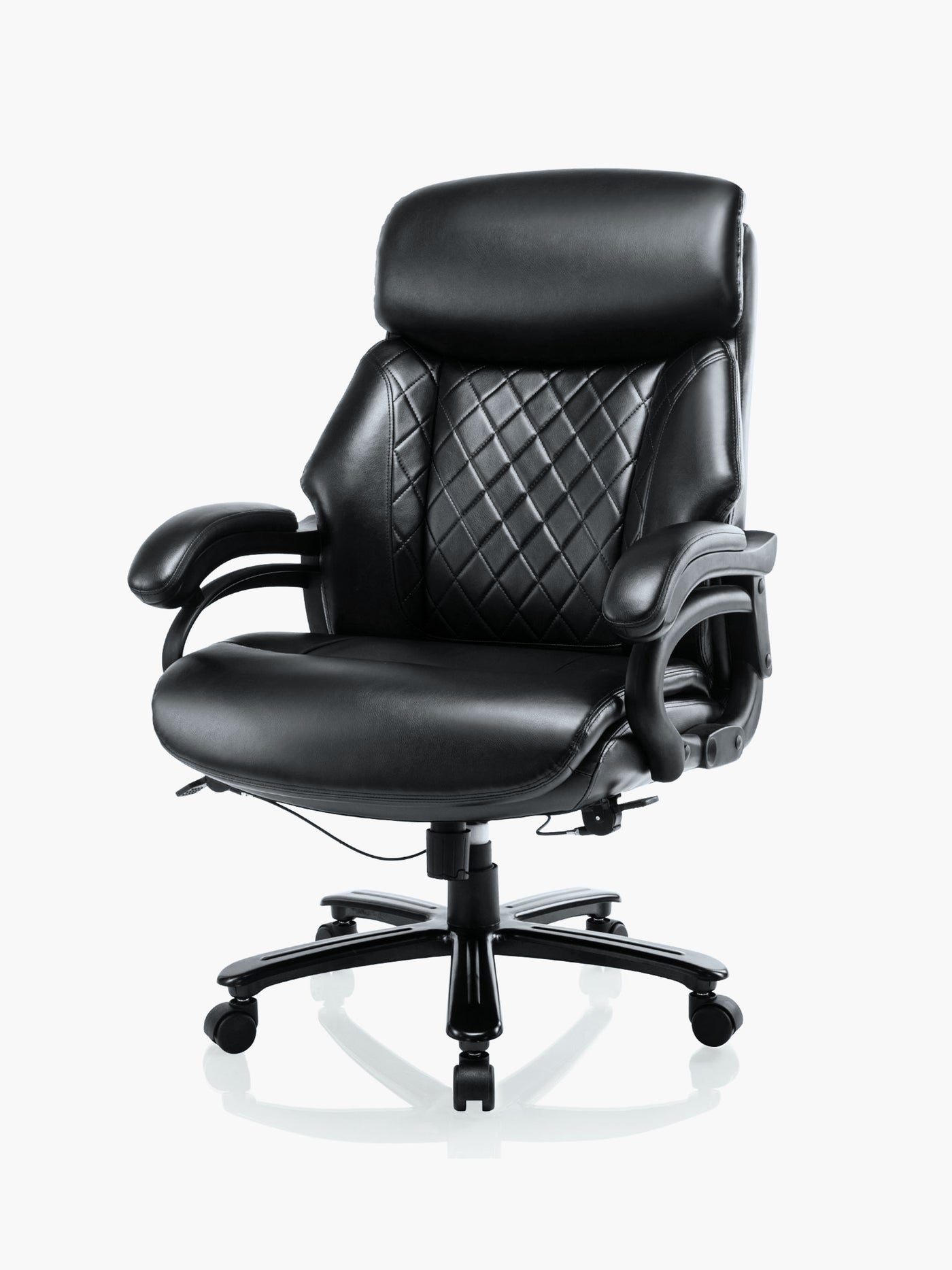 COLAMY Ergonomic Leather Office Chair DM2181 in Black #color_black