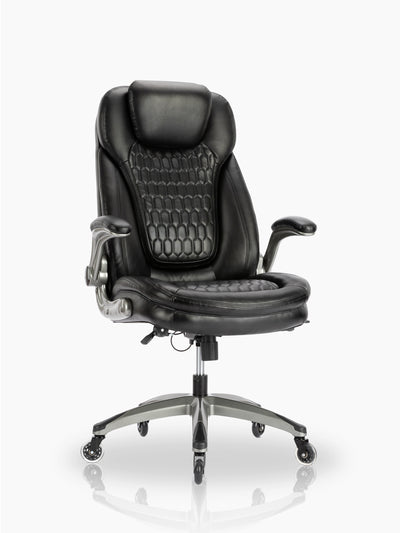 COLAMY High Back Executive Office Chair CL6686 with Padded Flip-up Arms #color_black