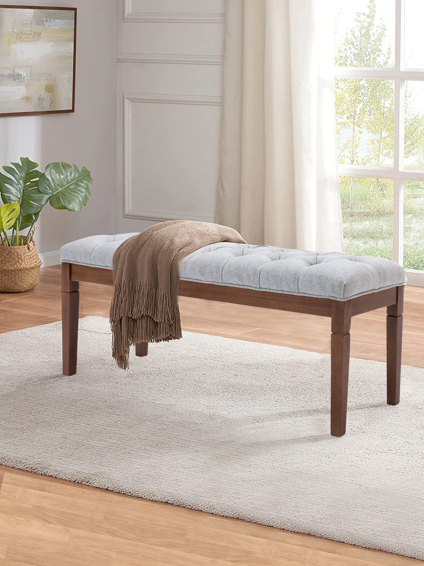 COLAMY Fabric Bench for Bedroom Light Gray #color_lightgray