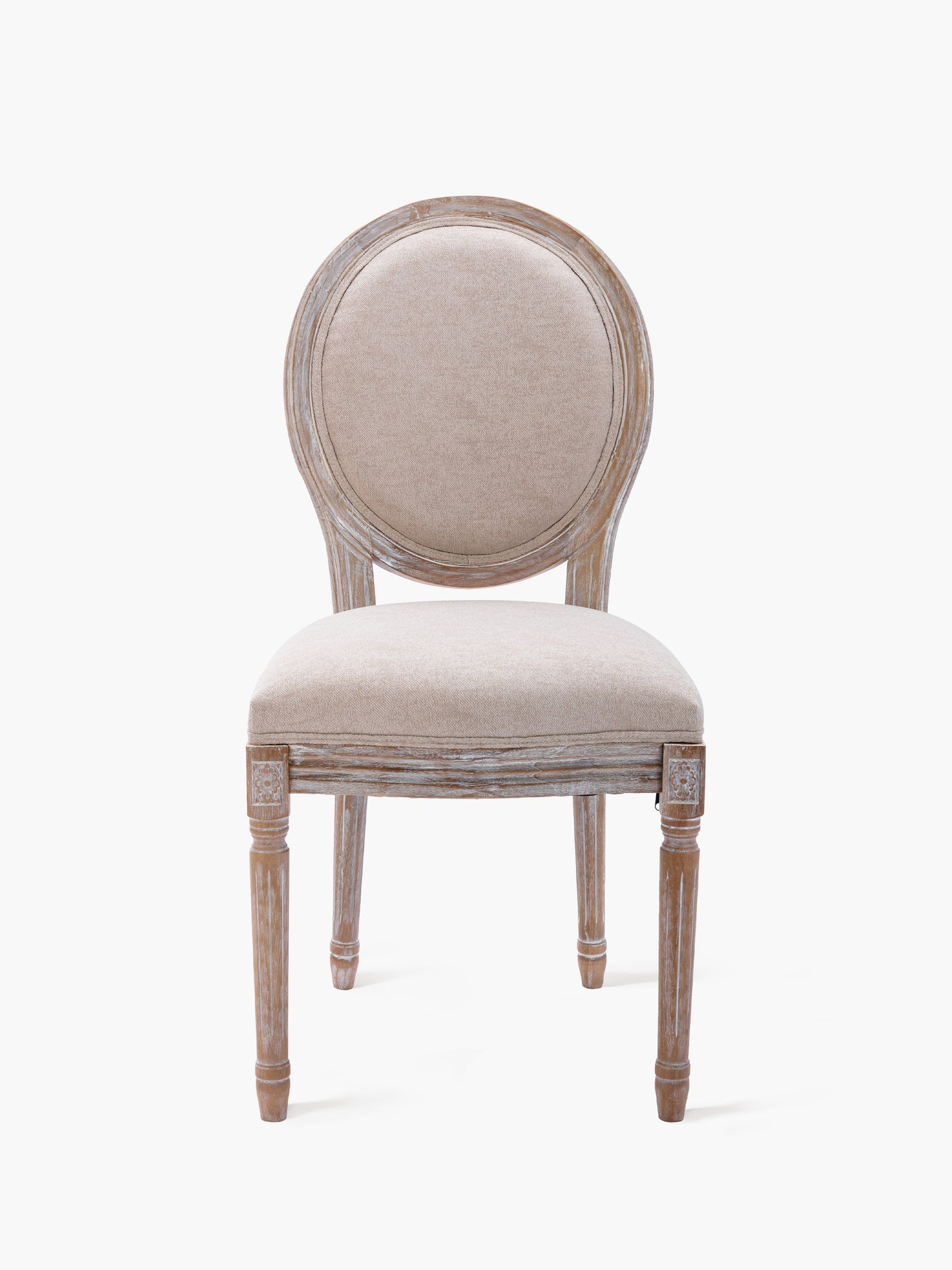 COLAMY Upholstered Farmhouse Dining Room Chairs with Round Back in Beige #color_beige