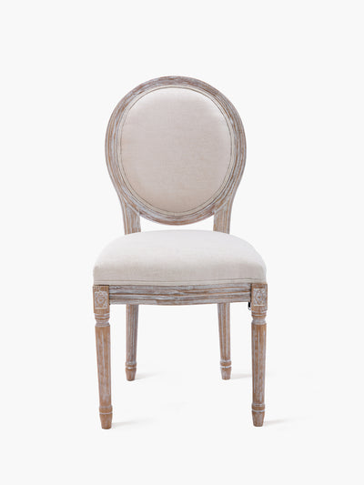 COLAMY Upholstered Farmhouse Dining Room Chairs with Round Back in Light Beige #color_lightbeige