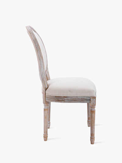 COLAMY Upholstered Vintage Farmhouse Chair with Rattan Back in Light Beige #color_lightbeige