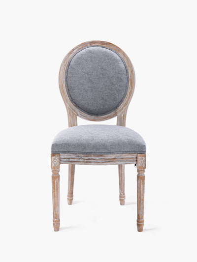 COLAMY Upholstered Farmhouse Dining Room Chairs with Round Back in Gray #color_gray