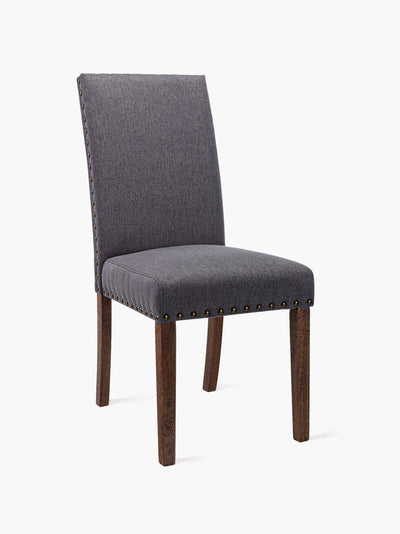 COLAMY gray upholstered dining chair with nailed trim CL334 #color_gray