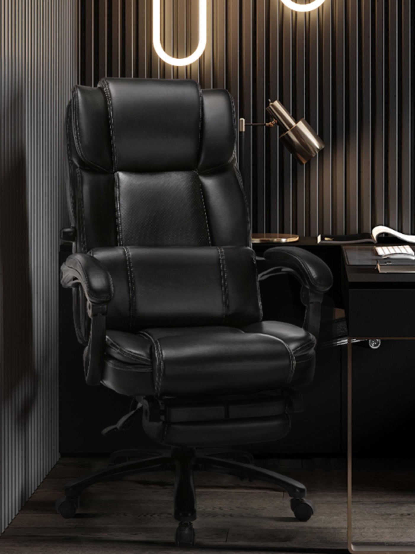 COLAMY Executive Leather Office Chair with Footrest CL290  #color_black