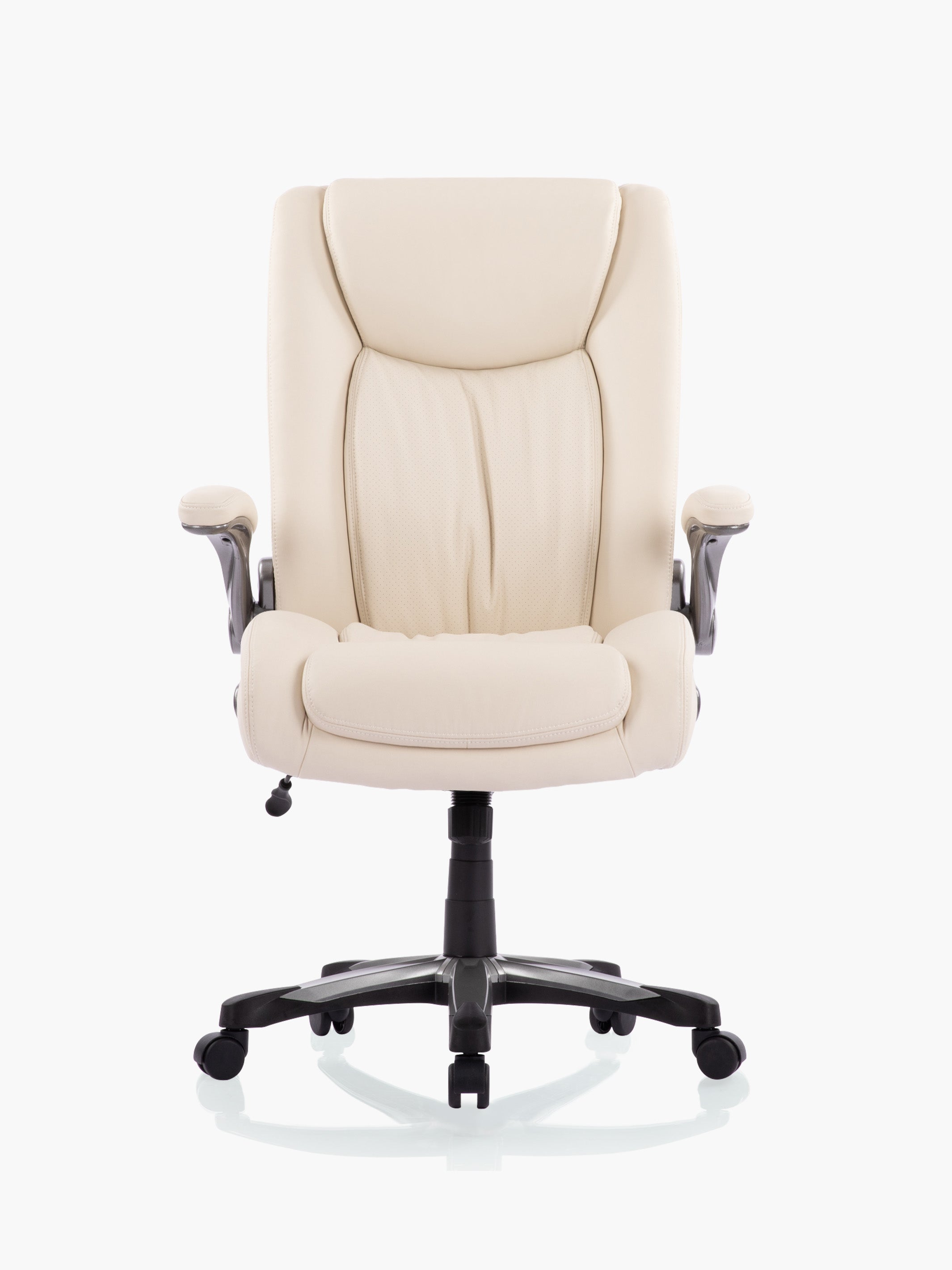 COLAMY Executive Leather Office Chair with Flip-up Armrests CL5309 in Beige #color_beige
