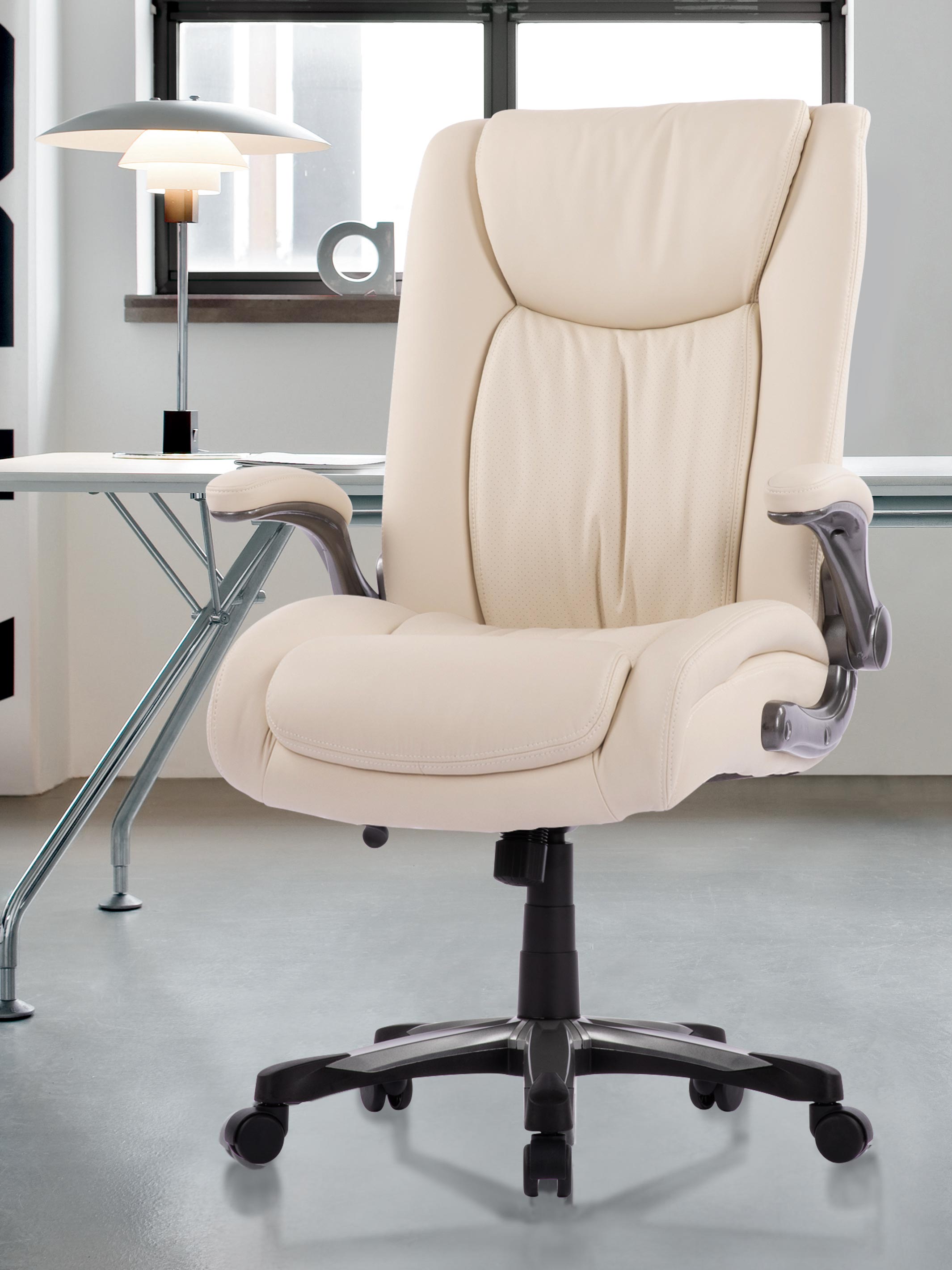 COLAMY Ergonomic Leather Office Chair CL5309 in Beige #color_beige
