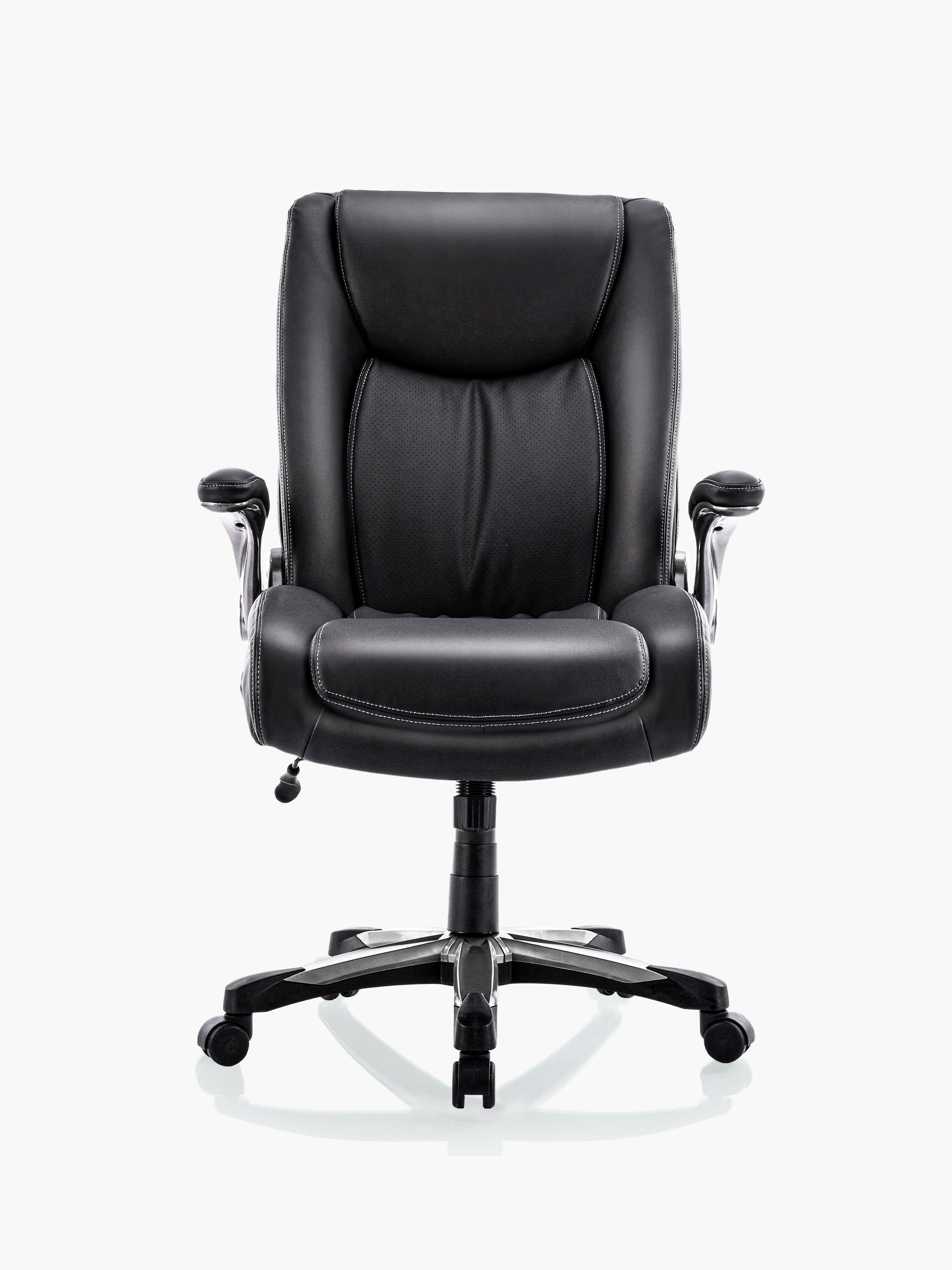 COLAMY Executive Leather Office Chair with Flip-up Armrests CL5309 in Black #color_black
