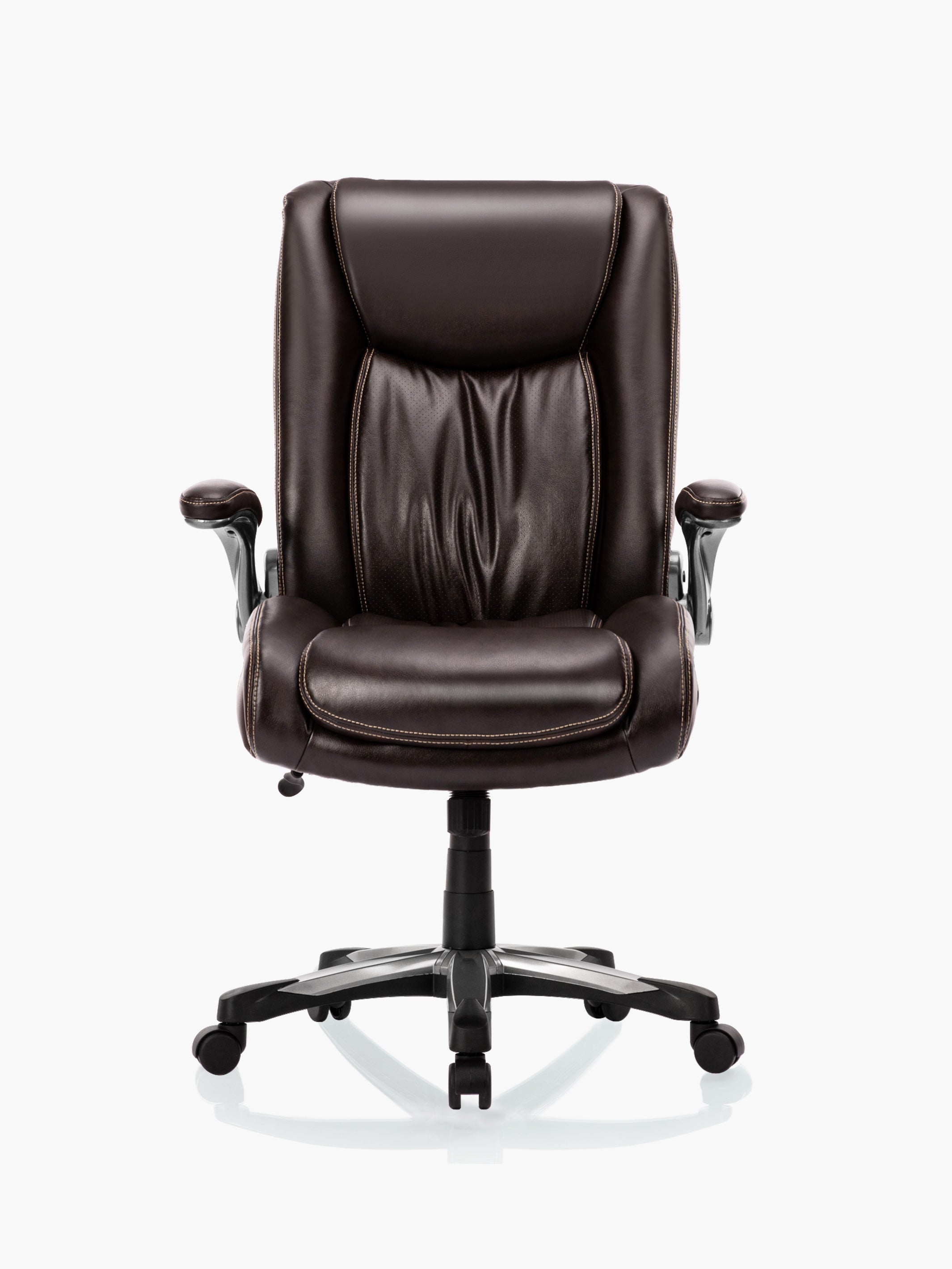 COLAMY Executive Leather Office Chair with Flip-up Armrests CL5309 in Brown #color_brown