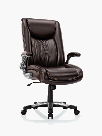 COLAMY 400lbs Big and Tall Executive Leather Office Chair CL5309 in Brown #color_brown