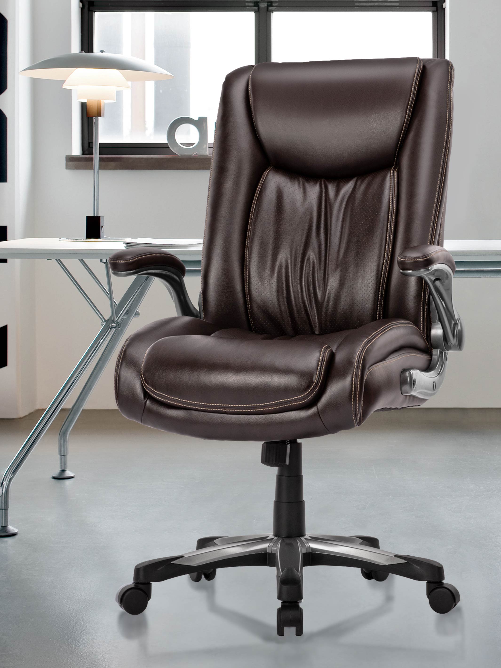 COLAMY Ergonomic Leather Office Chair CL5309 in Brown #color_brown