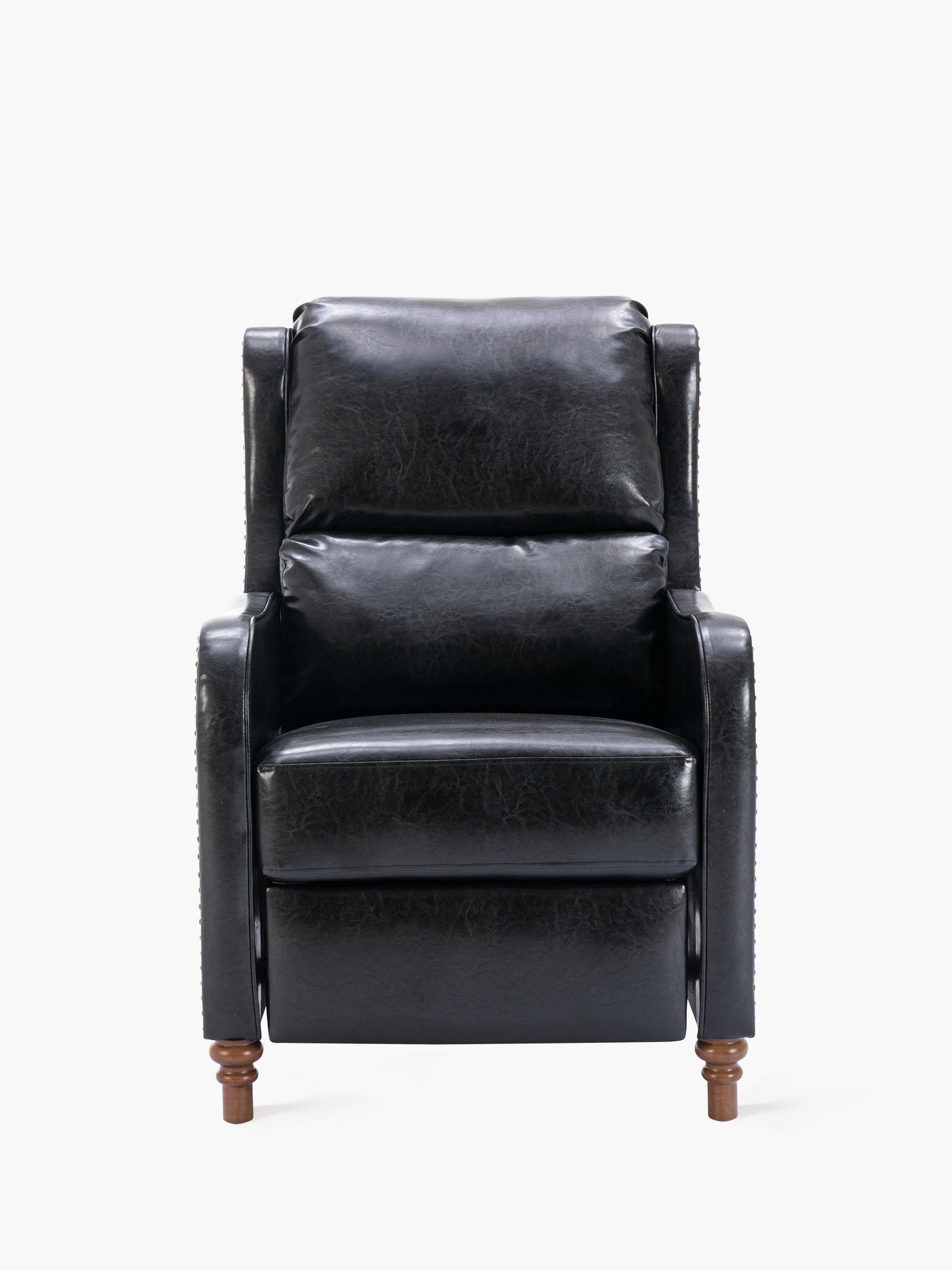 COLAMY Leather Push Back Sofa Chair with Solid Wood Legs Black #color_black