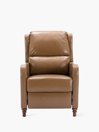 COLAMY Leather Push Back Sofa Chair with Solid Wood Legs Bright Brown #color_brightbrown