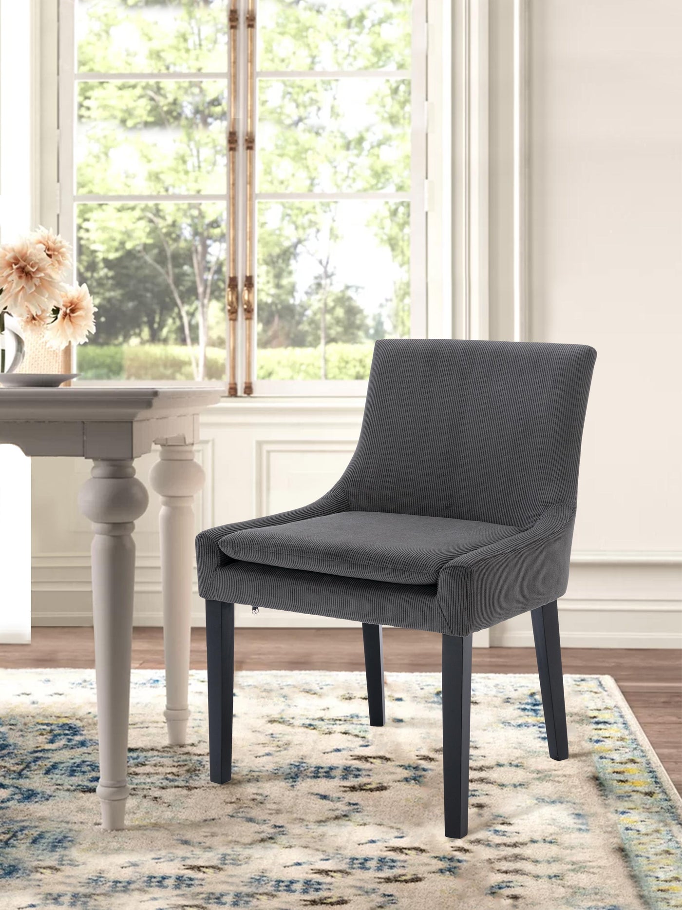 COLAMY Upholstered Fabric Dining Chair Dark Gray #color_darkgray