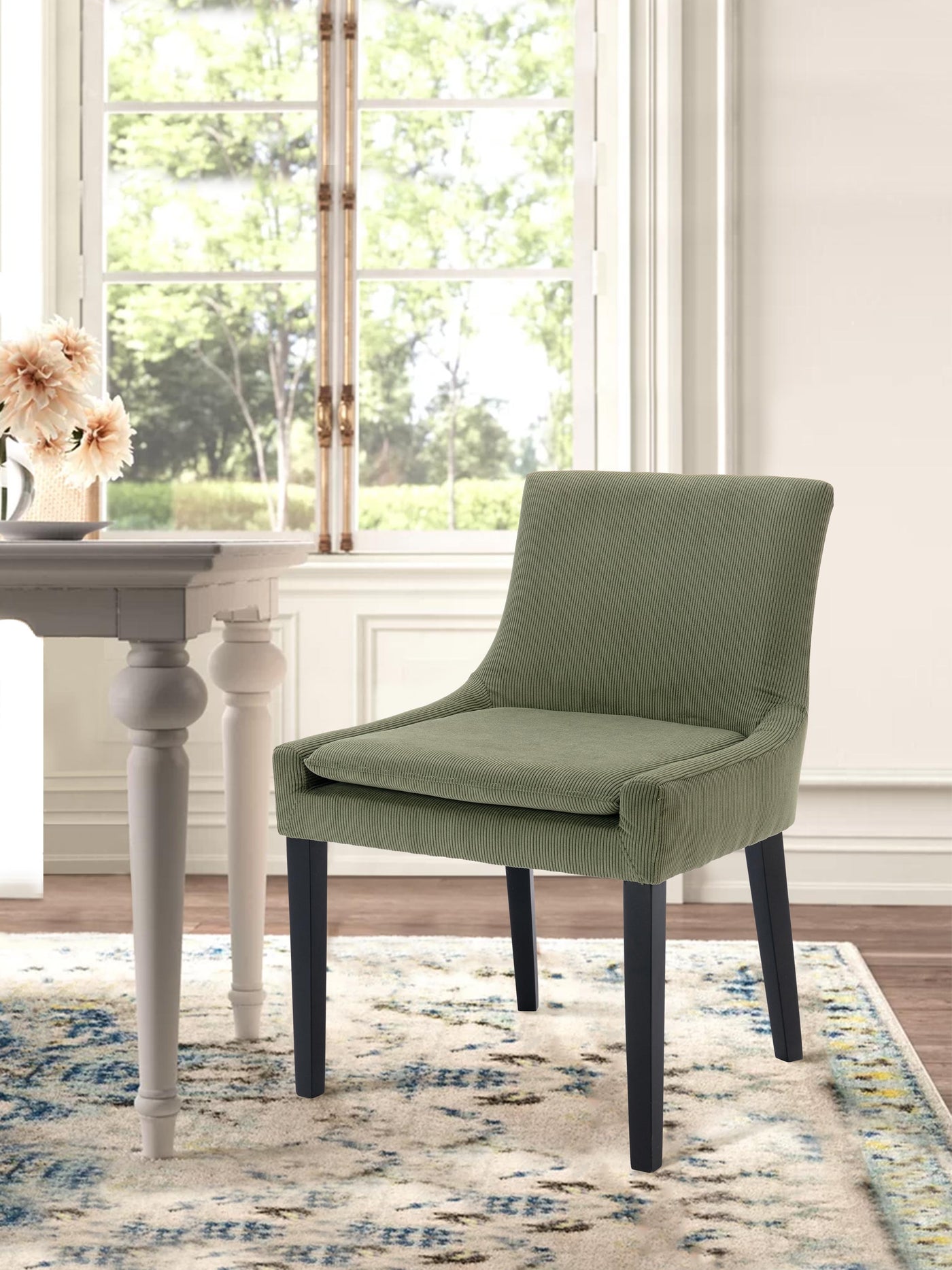 COLAMY Upholstered Fabric Dining Chair Green #color_green