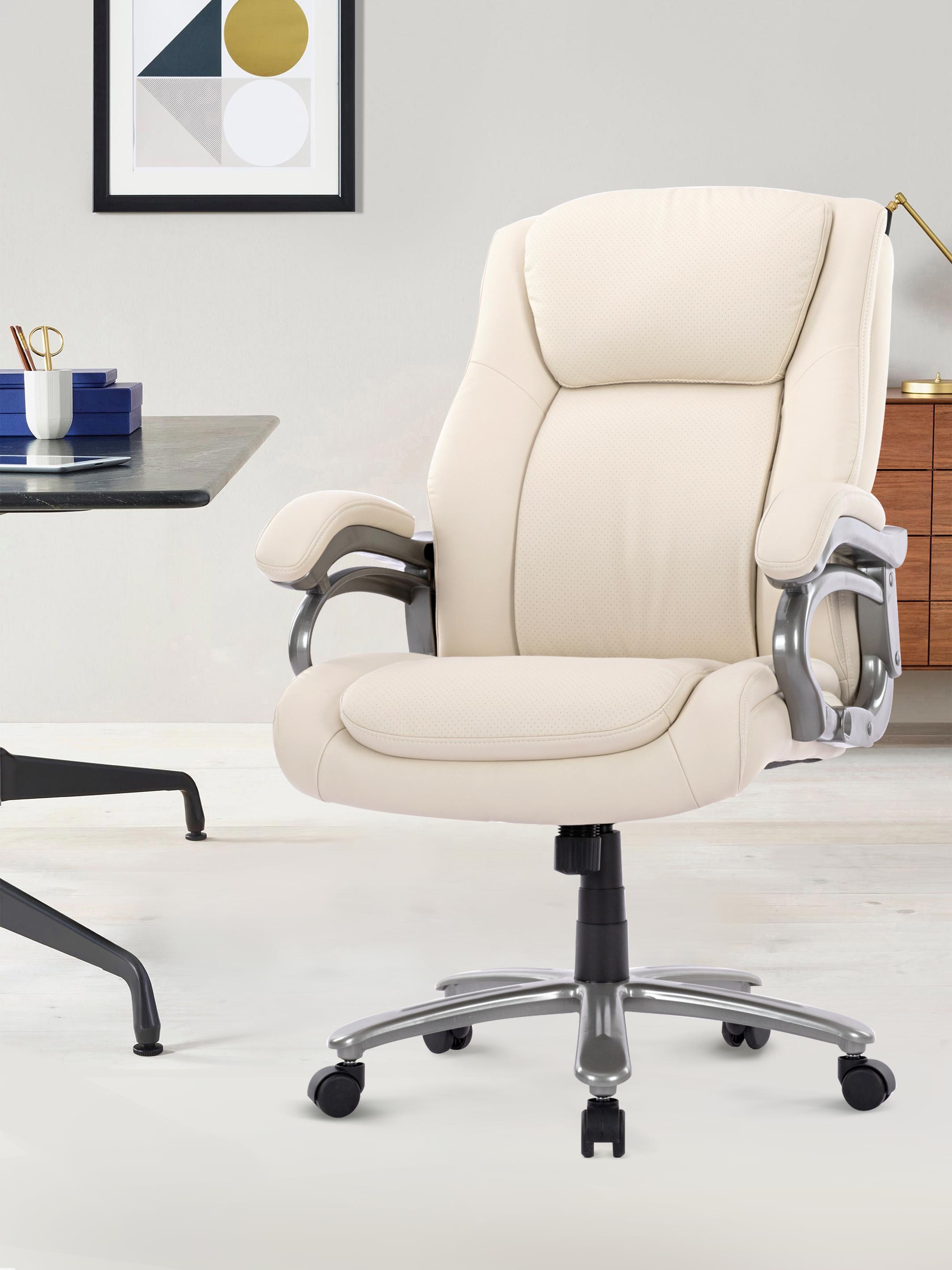 COLAMY Executive PU Leather Office Chair CL5103 in Beige #color_beige