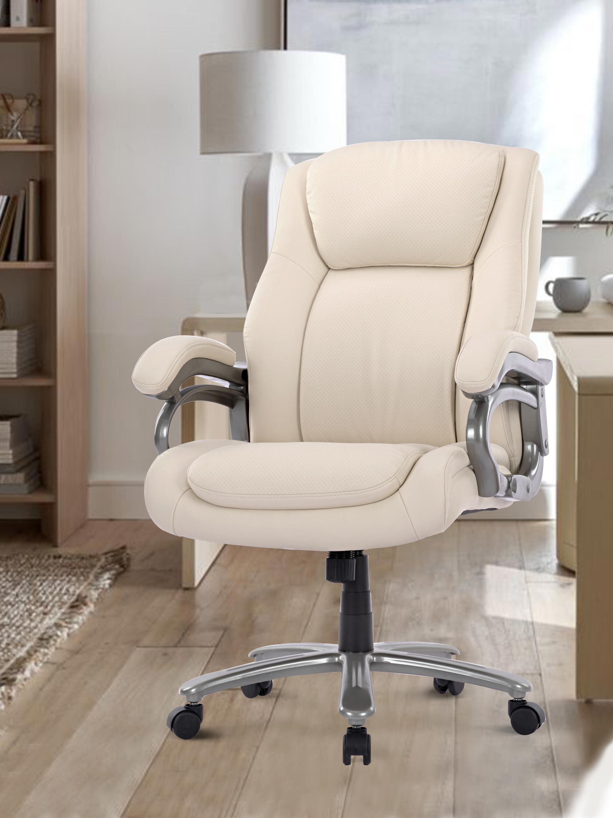 COLAMY Ergonomic PU Leather Office Chair CL5103 in Beige #color_beige