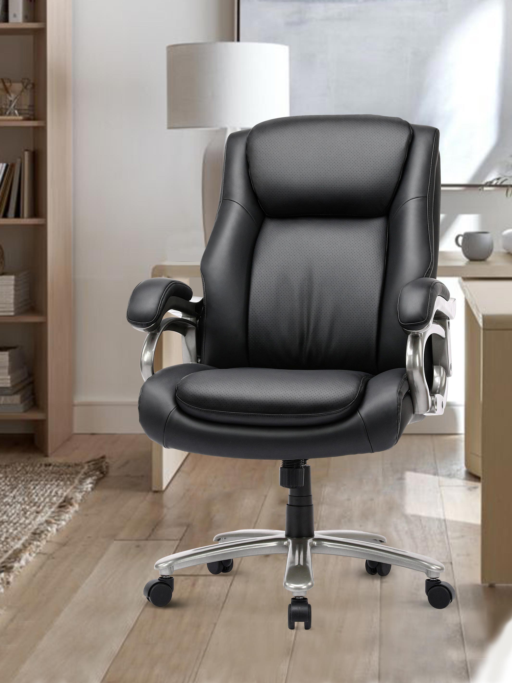 COLAMY Executive PU Leather Office Chair CL5103 in Black #color_black