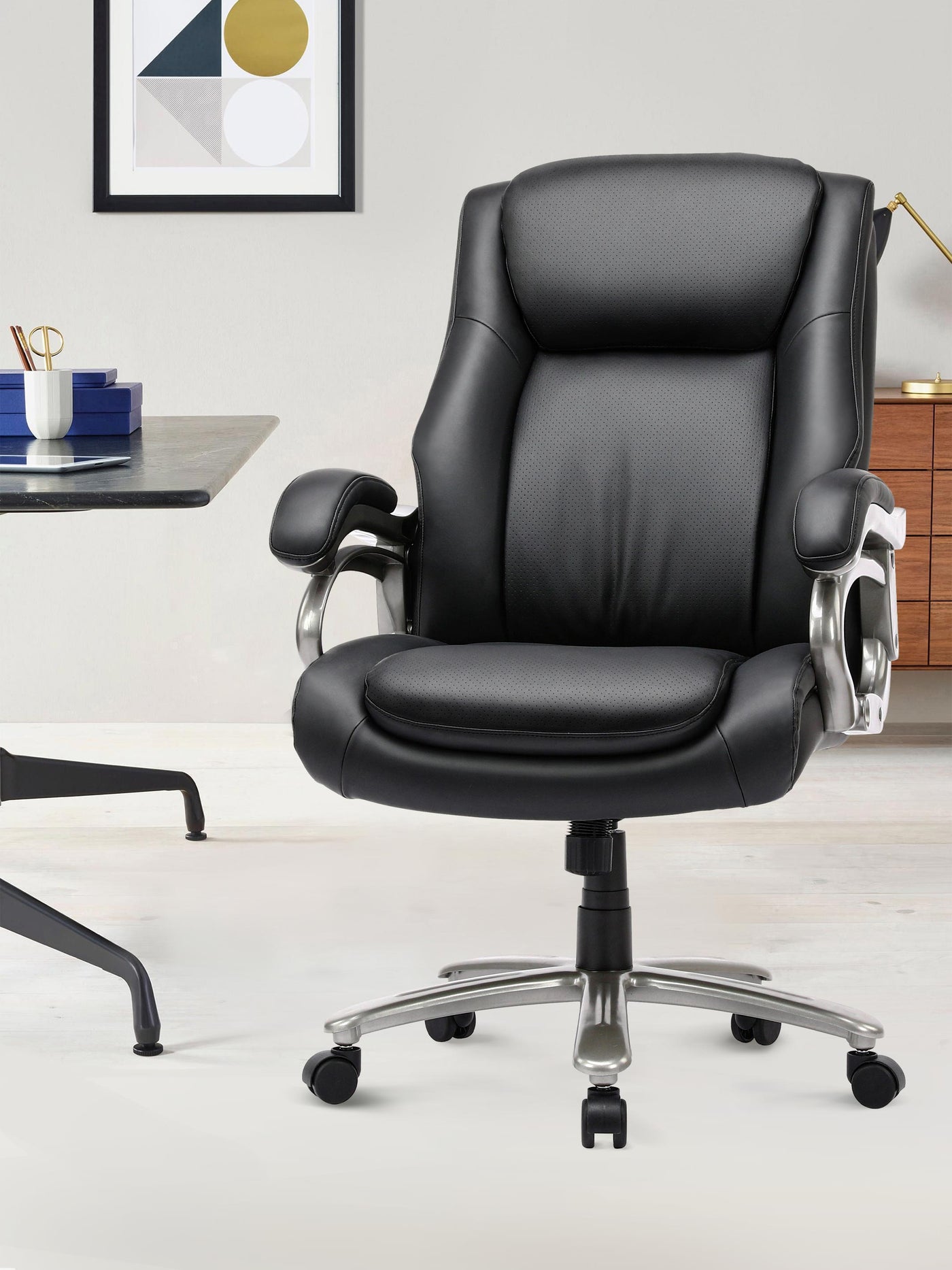 COLAMY Ergonomic PU Leather Office Chair CL5103 in Black #color_black
