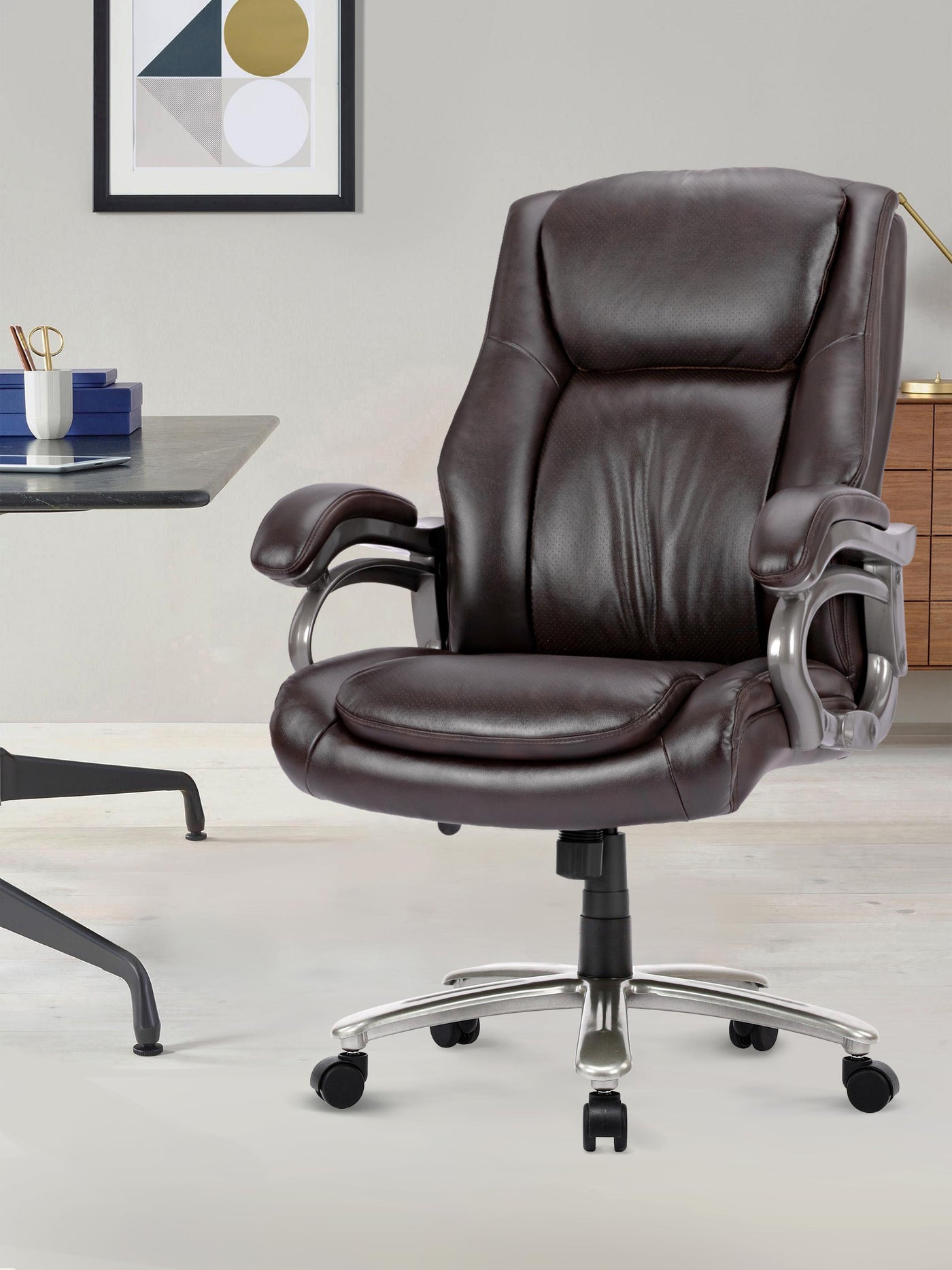 COLAMY Ergonomic PU Leather Office Chair CL5103 in Brown #color_brown