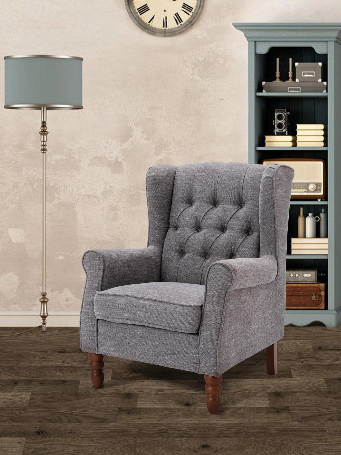 COLAMY Tufted Fabric Accent Chair Gray #color_gray