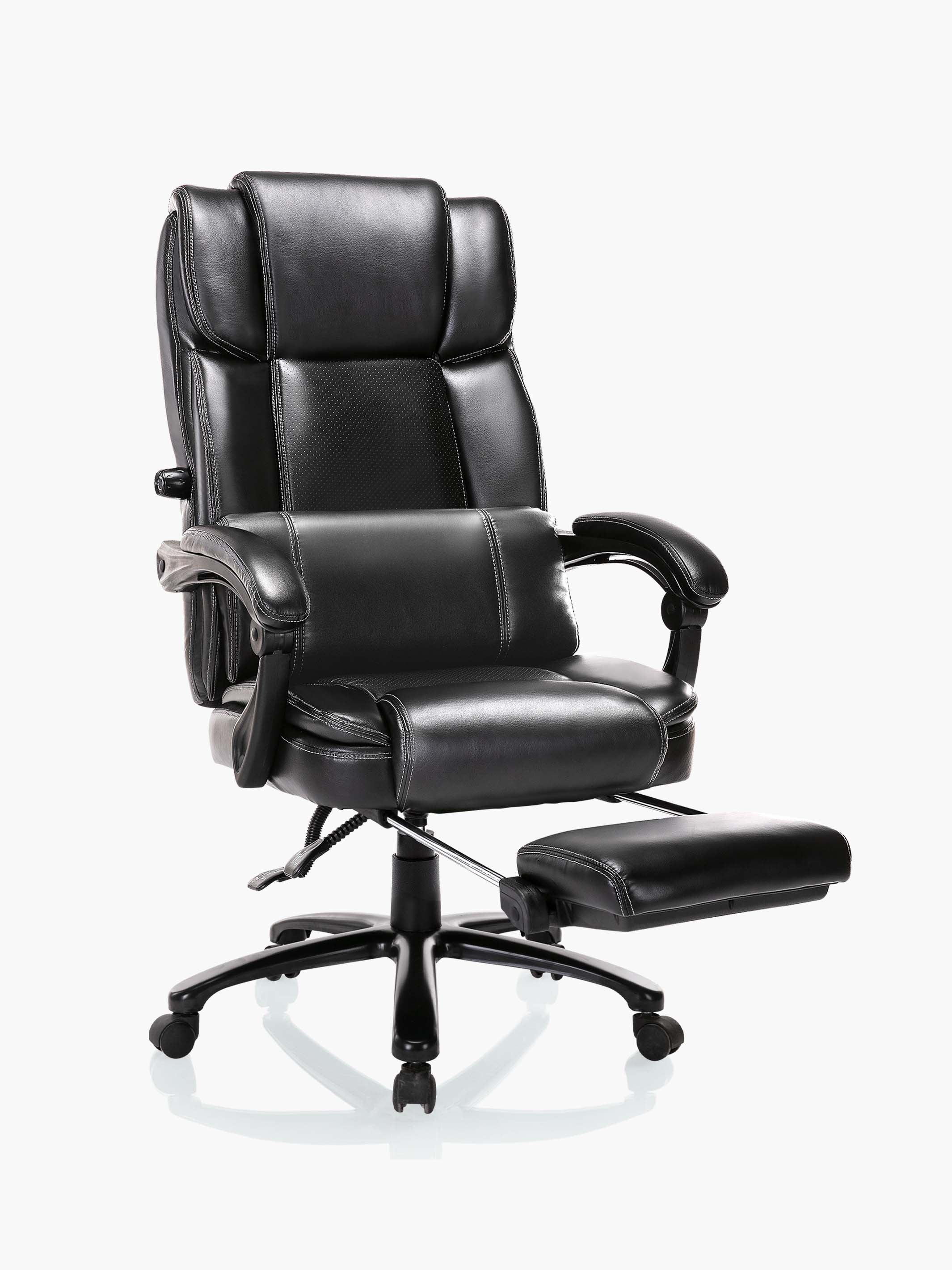 COLAMY big and tall leather office chair with footrest CL90 #color_black