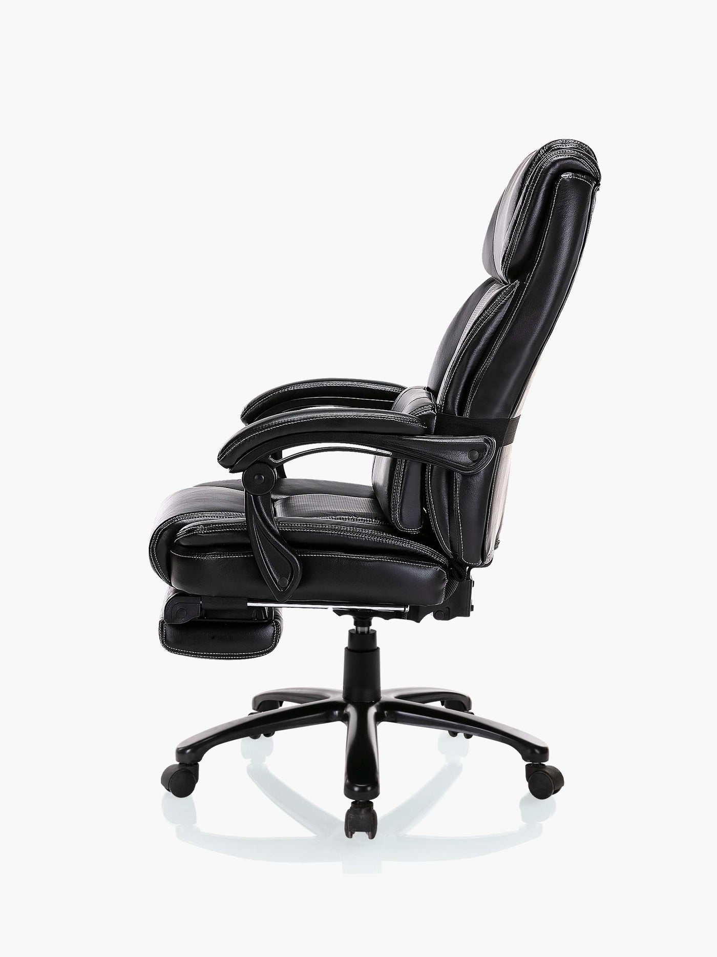 COLAMY big and tall leather office chair with footrest and lumbar support CL90 #color_black